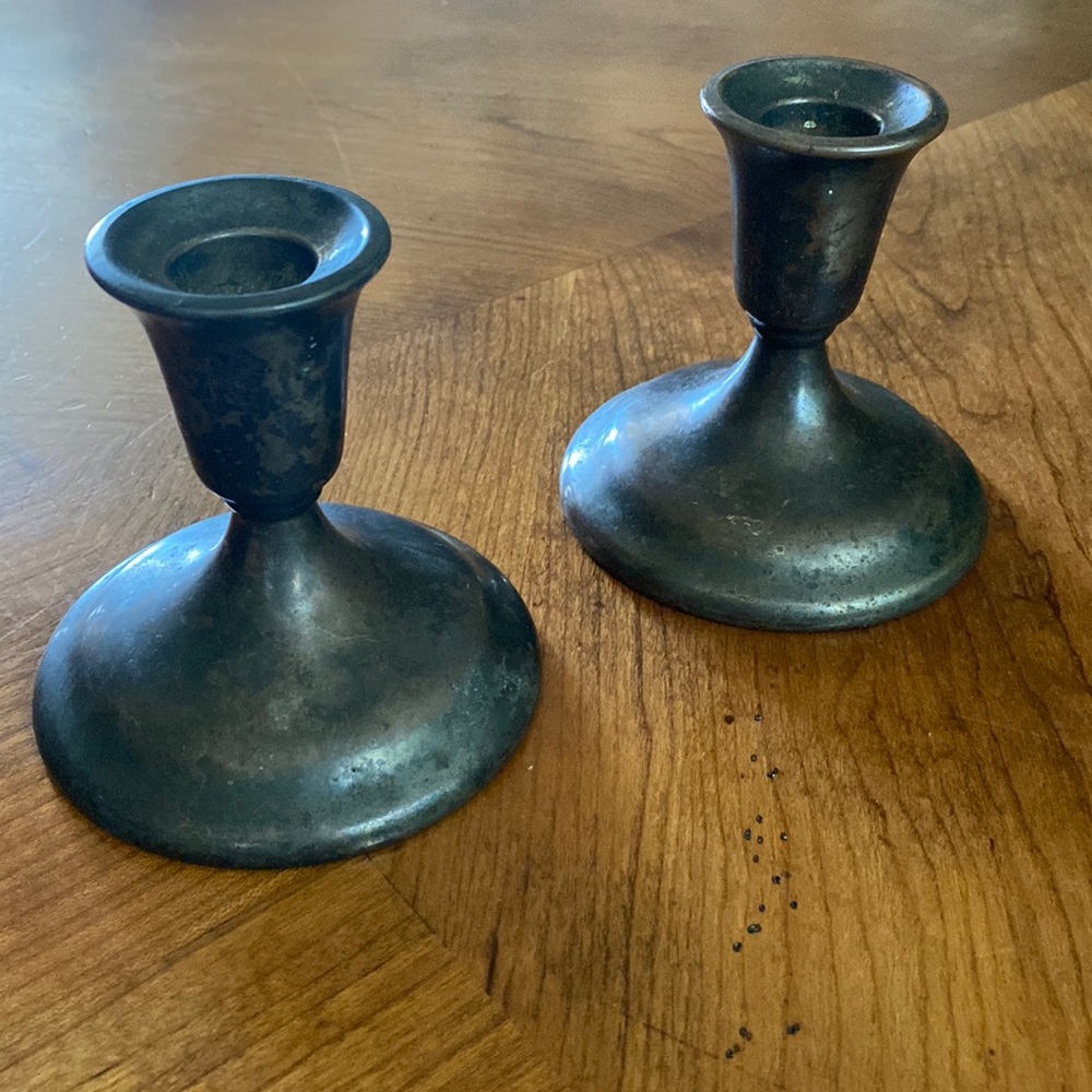Pair of Silver Vintage short candlestick holders International Silver Co